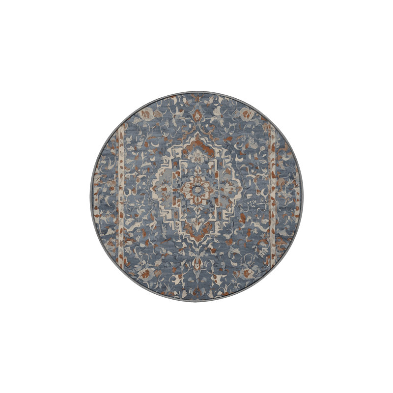 Tapis gris soyeux et moelleux, Rond 4 pi