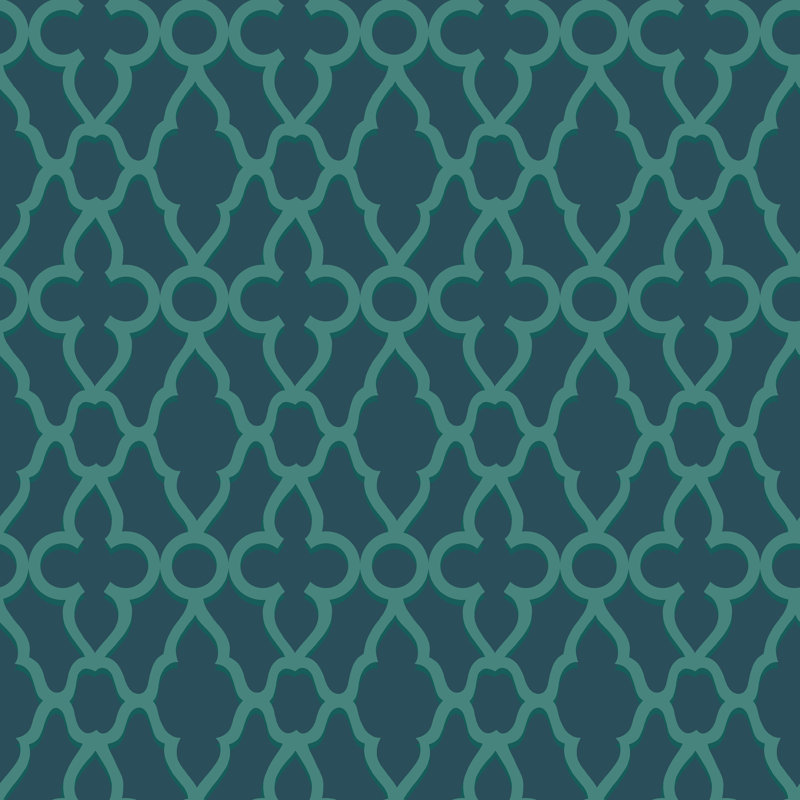 Pearwood Geometric Wallpaper Roll, Teal/Indigo