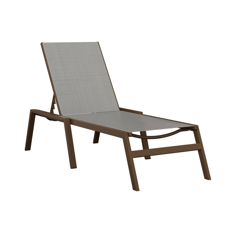 Berlin Gardens Vida Chaise Armless Lounge, Mesquite Wood Vein, Dark Gray