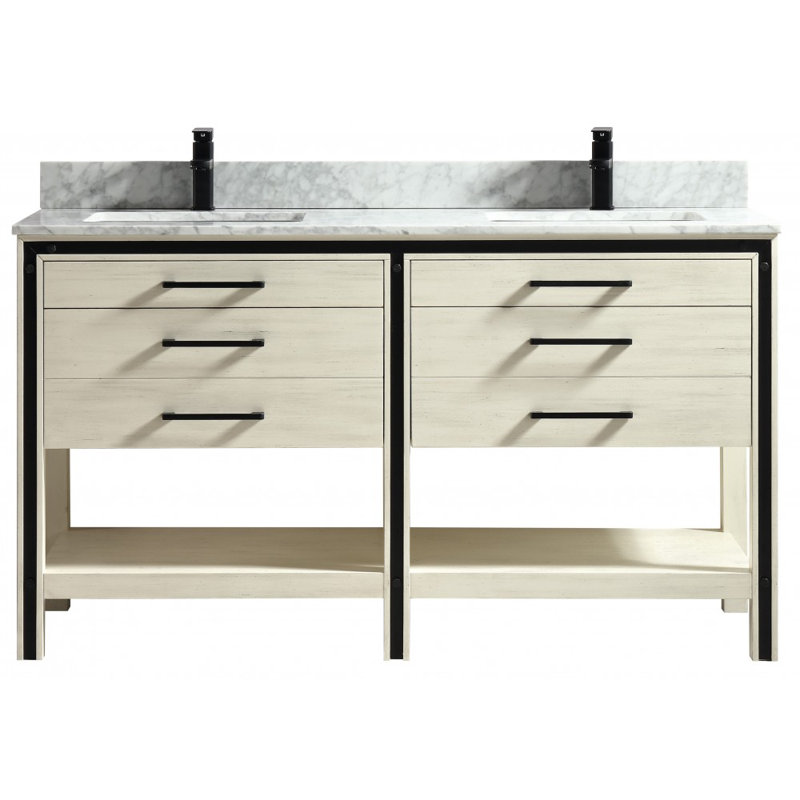 Base de meuble-lavabo double Vali 59 seulement, Beige antique