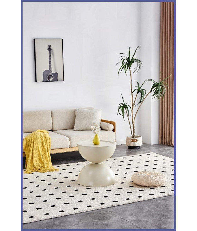 Table basse Milk White avec aspect marbre et lit pour chat Rangement peu encombrant, base en acier pour le salon