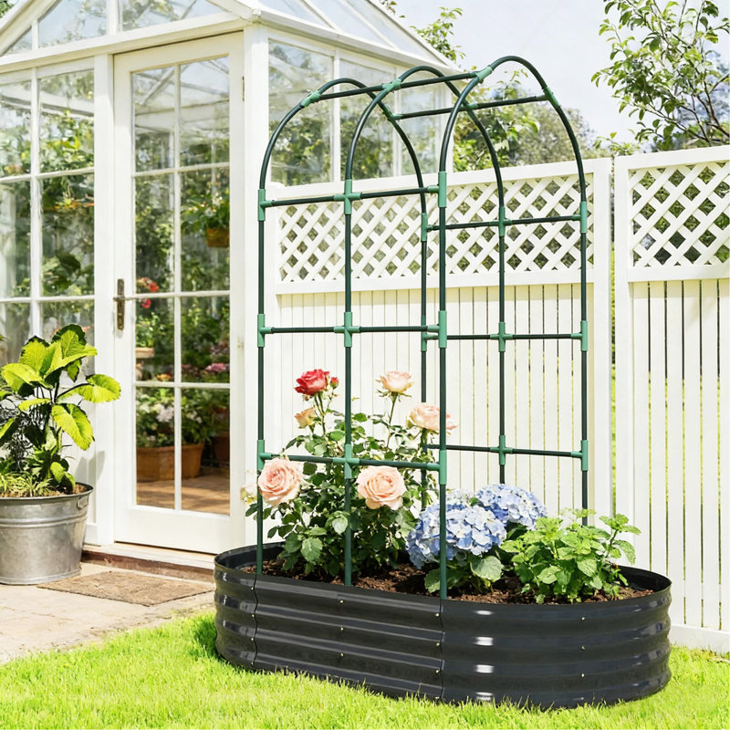 Lit de jardin surélevé pour l'extérieur, bacs à fleurs, bacs à plantes en treillis arqués