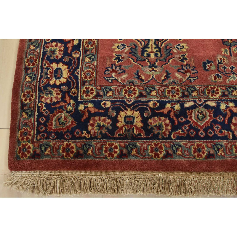 Tapis oriental traditionnel en laine rose noué à la main 4 pi 2 po x 6 pi Fine Sarouk
