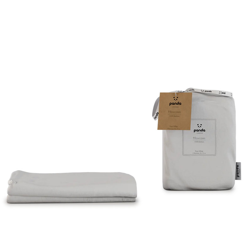100% Rayon From Bamboo Bedding Pillowcases | 60x40cm - Quiet Grey, Pure White