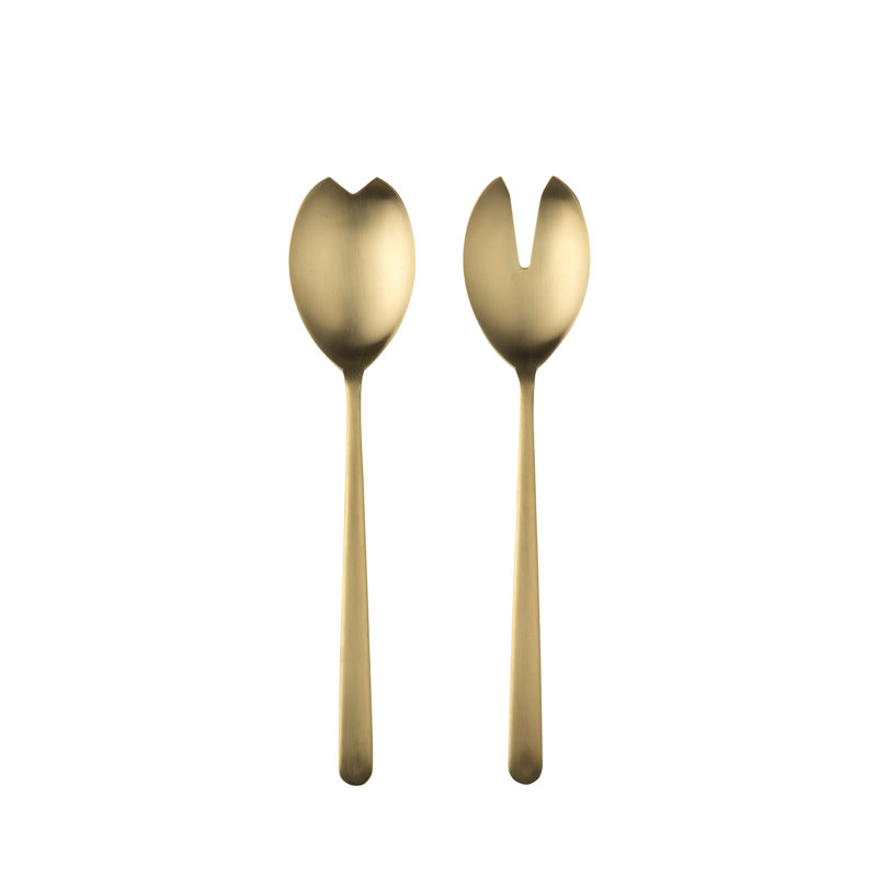 Couverts à salade (fourchette et cuillère) Linea, Or givré