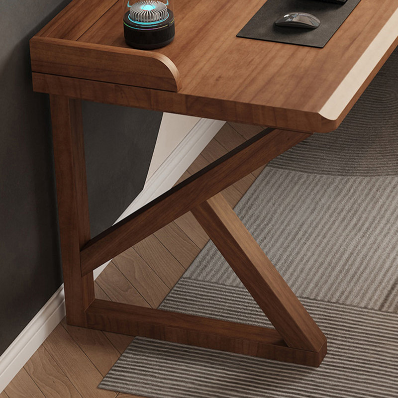Nut-brown L-Shaped Solid Wood writing desk, 29.53" H x 70.78" W x 39.37" D