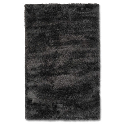 Hand Tufted Shag Polyester Eco-Friendly Area Rugs - Rectangle, Charcoal Color, Plain Solid Design, High Pile Thick Handmade Anti Skid Area Rugs for Living Room, Bed Room