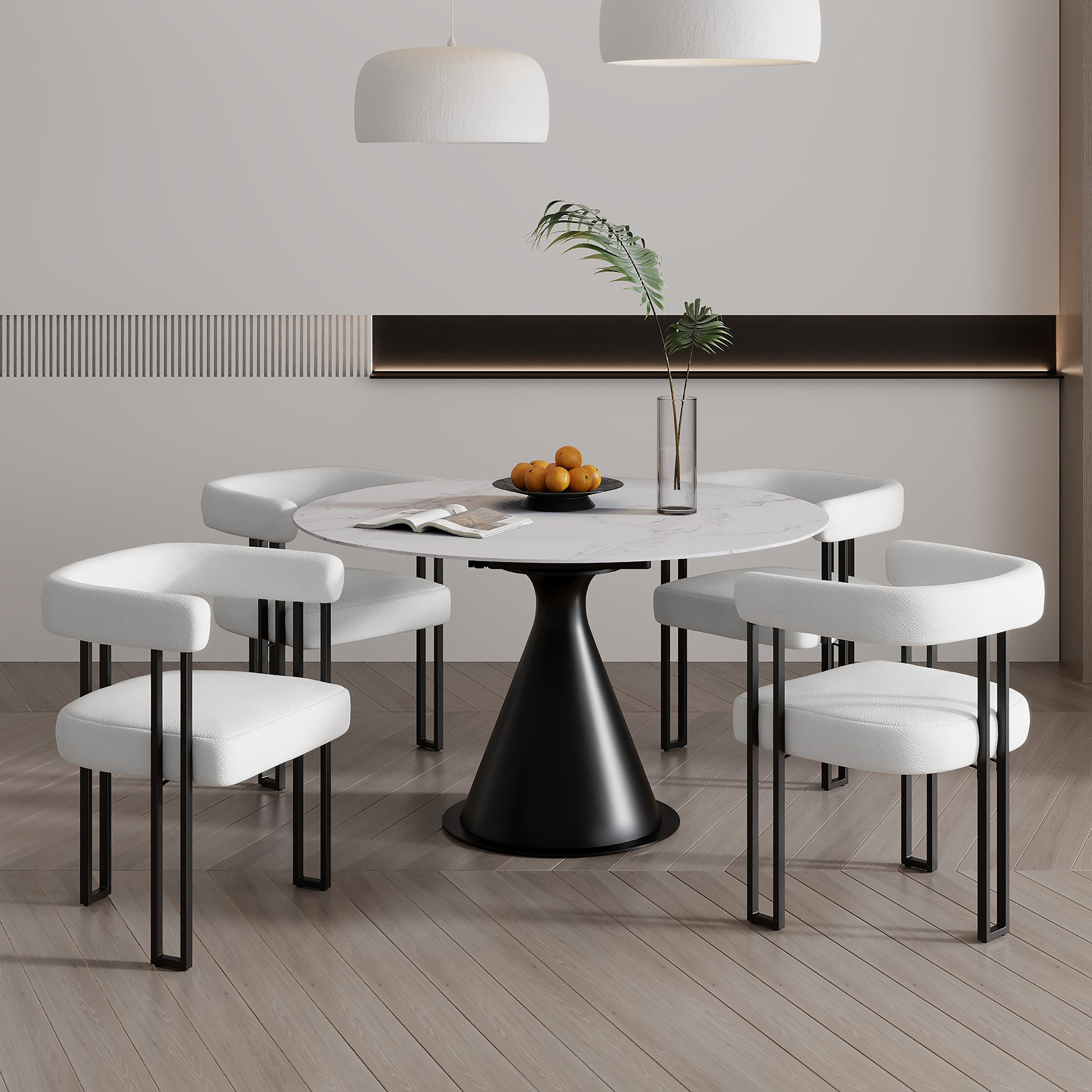 Brayden Studio® 5 Pc Dining Set With Sintered Stone Extension Table ...