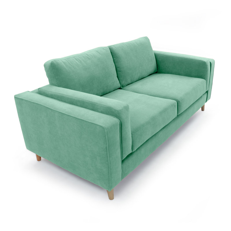 Deavian Velvet Sofa, Teal, Natural, 4