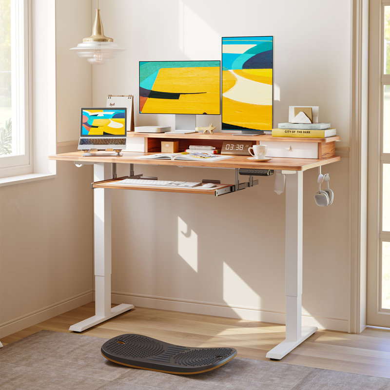 Bureau de jeu à hauteur réglable Lagasse, H 27 à 46 po x l 48 po x P 25 po, Rustic clair