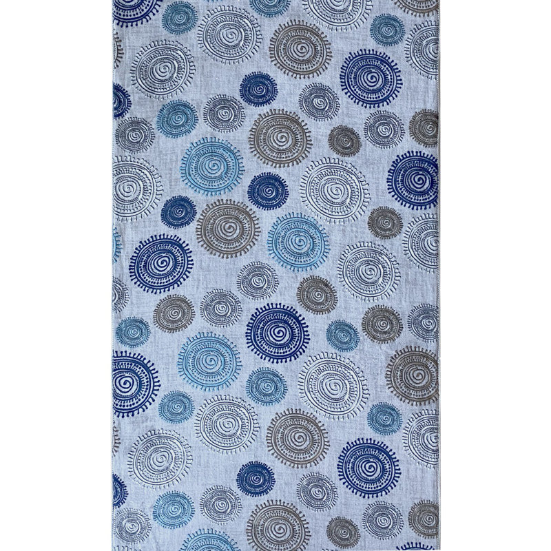 Tapis bleu / gris en polyester tissé à la machine Frio, Tapis de couloir 3 pi 3 po x 8 pi 2 po
