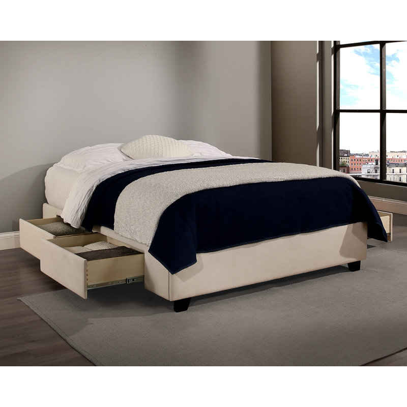 Snellville Upholstered Platform 4 Drawer Storage Bed, Ivory, California King