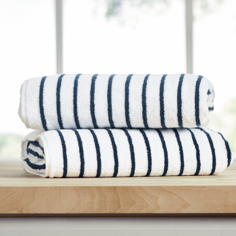 Carley 100% Cotton Cabana Beach Towel, Navy