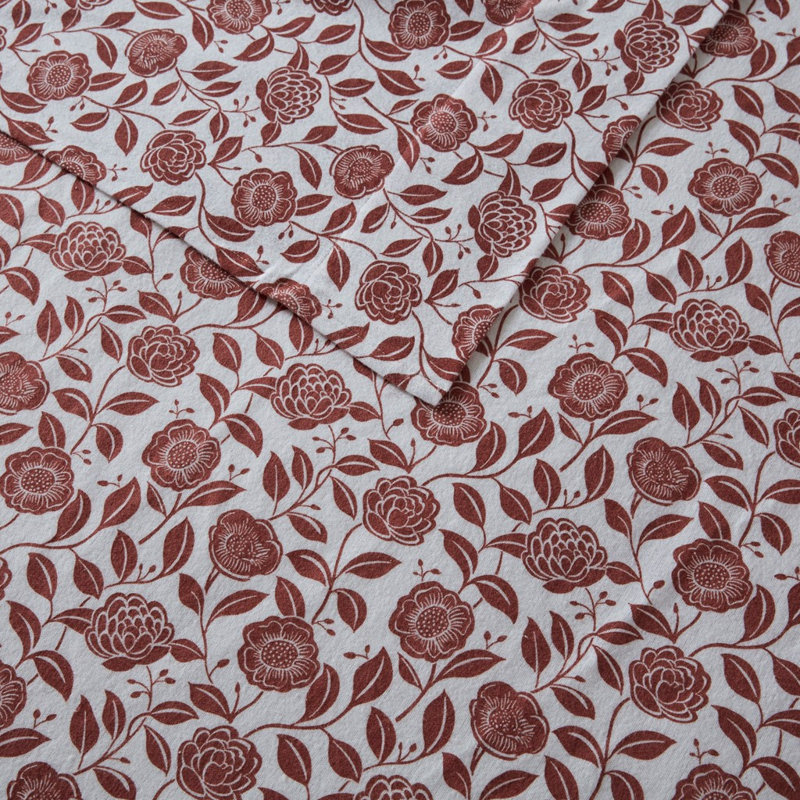 Ensemble de draps 4 pièces Gracie Mills, Ensemble de draps pour grand lit, Rouille / floral