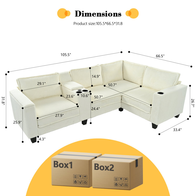 Miles L-Shaped Sectional Sofa with Storage & USB Charging