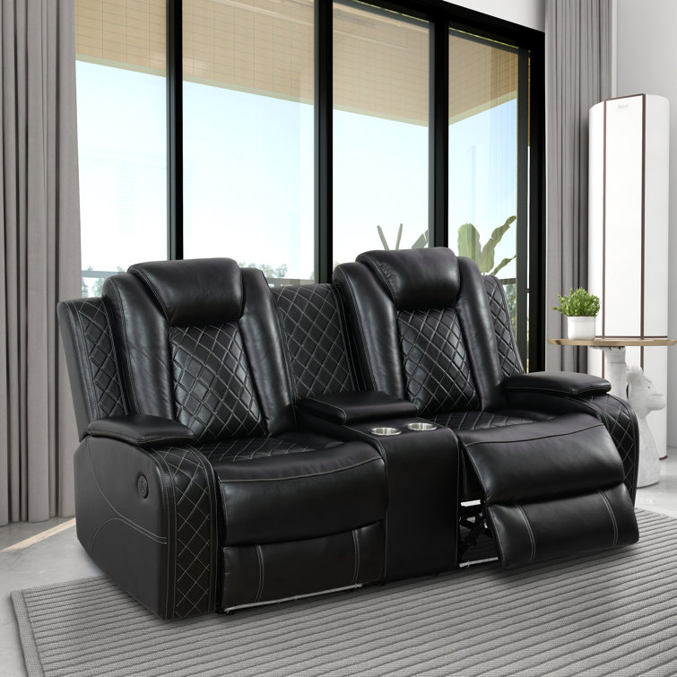 Tanzi 73.5"  Power Recliner with middle Console,LED Lighting Loveseat