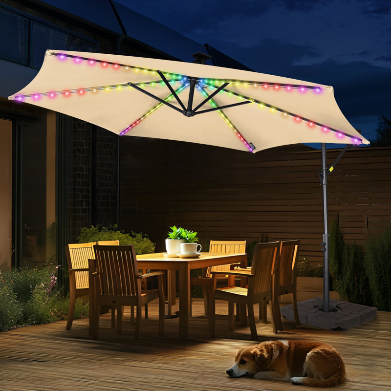 Parasol en porte-à-faux coloré 120 po Arlmont & Co. Ershel, Beige