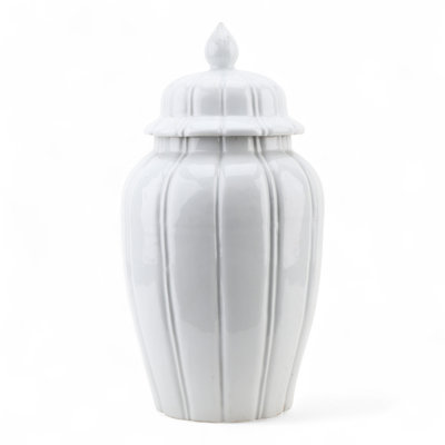 Celadon Ribbed Jar with Lid