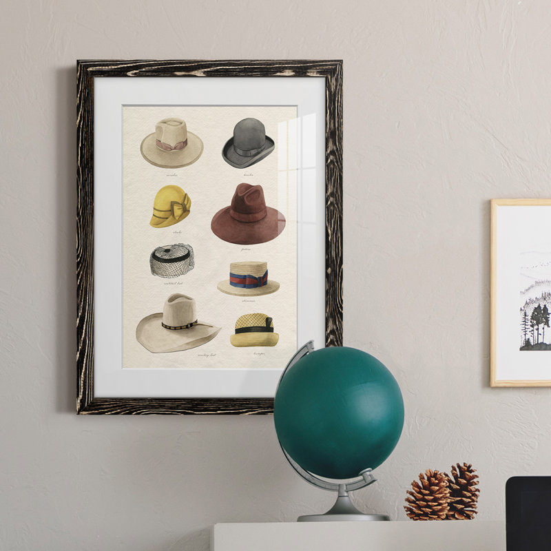 Vintage Hats II - encadré, impression, Noir, H 44 po x l 31 po x P 1 po