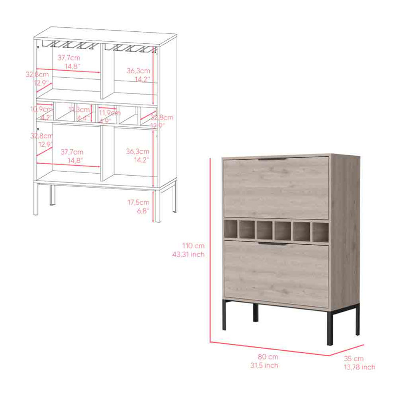 Allabaksh 80cm Mini Bar