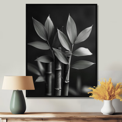 Monochromes gris bambou botanique beauté I - art mural en bambou