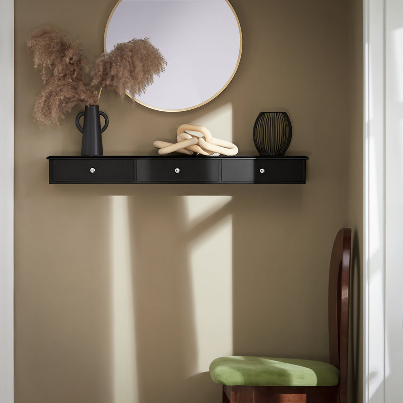 Sweni Accent Shelf with Drawer, Black