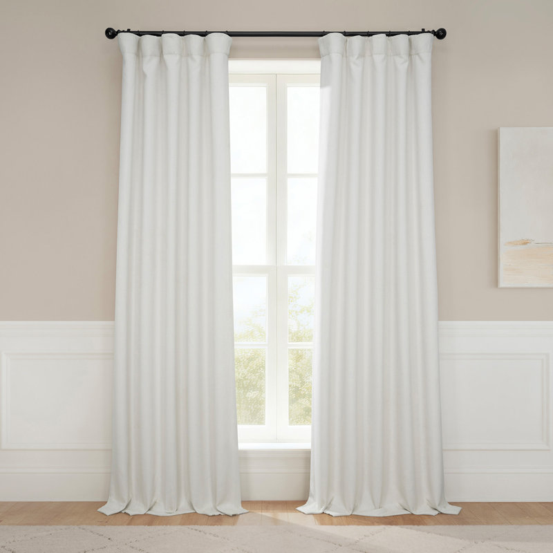 Ottis Faux Linen Room Darkening Curtain Panel , Birch, 50" W x 96" L