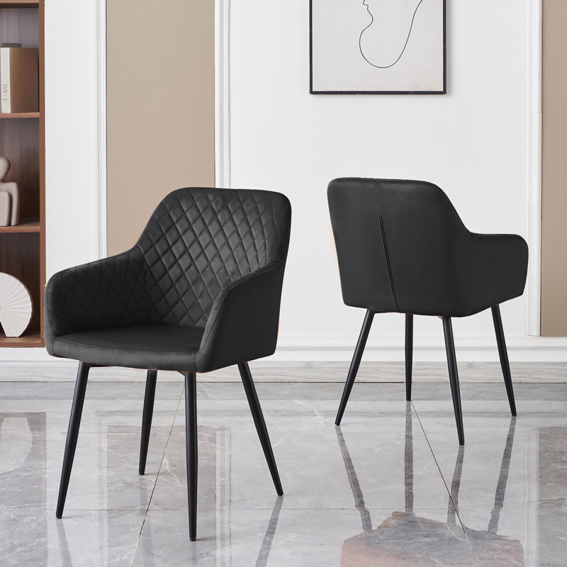 Chaise rembourrée en velours avec accoudoirs, Noir, noir, noir, noir
