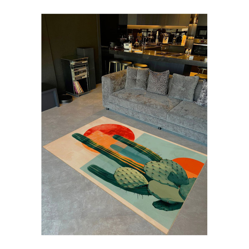 Tapis multicolore à motif abstrait tissé à motif tissé moderne, Sous-tapis rectangulaire de 3 pi 3 po x 4 pi 11 po