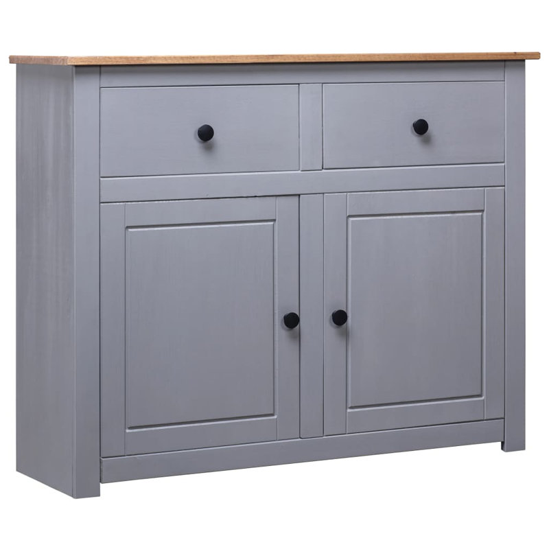 Sideboard 2-Drawer Cupboard Sideboard Buffet Cabinet Solid Pinewood, Gray/Brown
