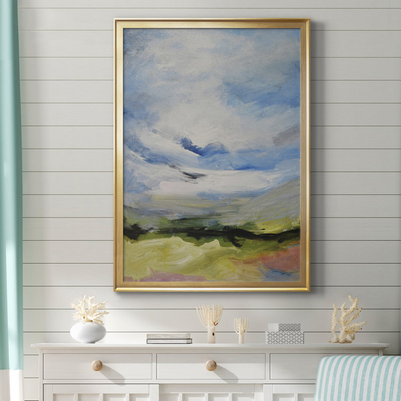 Autour des nuages IV - reproduction d'art sur toile, Toile encadrée d'or, H 36,5 po x l 26,5 po x P 1,5 po