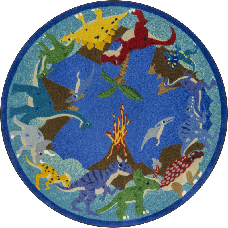 Tapis Kid Essentials Dino Parade, Rond 5 pi 4 po