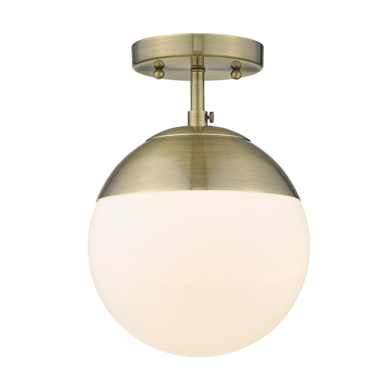 Martina Glass Semi Flush Mount, Aged Brass, Aged Brass