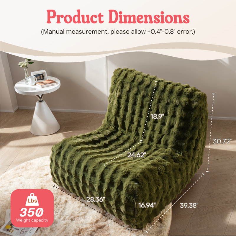 Classic Bean Bag Chairs For Adults, Faux Fur Bean Bag Compressed Chairs Filled Memory Foam,Plush Lazy Sofa For Living Room,Bedroom,Dorm,Office