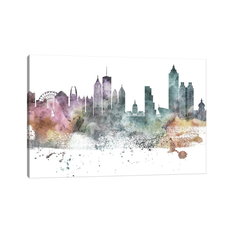 Atlanta Pastel Skylines - Wrapped Canvas Print, 45.72cm H x 66.04cm W