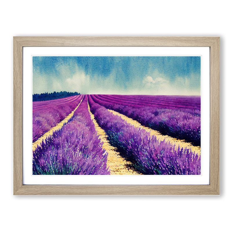 Lavender Field Vol.1 1 Piece Single Picture Frame Painting, 25cm H x 34cm W x 2cm D, Oak