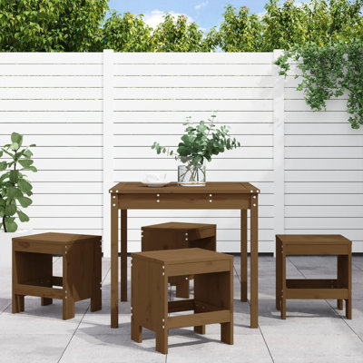 Arthemus 4 - Person Wood Patio Dining Set with Square Table
