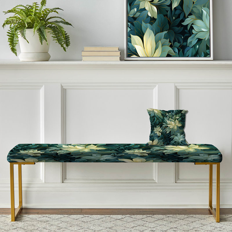 Ethereal Tropical Camouflage I - Banc rembourré abstrait doré