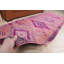 Tapis turc vintage tissé à la main dans un style bohème rose pour une grande surface avec un design anatolien en laine