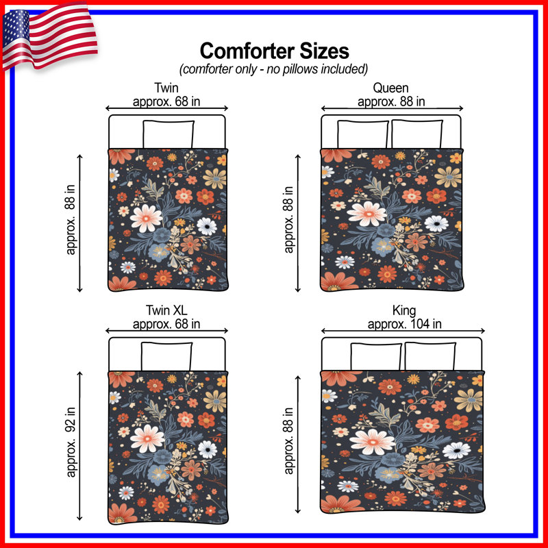 Floral Bedding Pattern Comforter Bohemian, Twin Extra Long