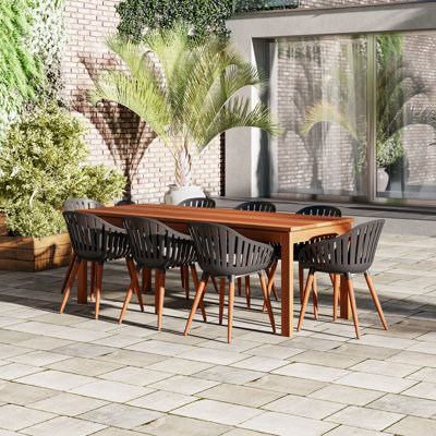 Anautica 8 - Person Wood Patio Dining Set with Rectangular Table