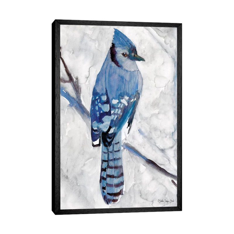 Blue Jay I - Painting on Canvas, 101.6cm H x 66.04cm W x 3.81cm D, Black Floater Framed