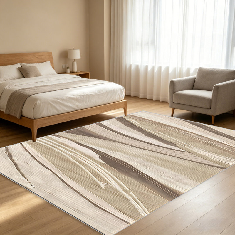 Abstract Brushstroke Beige carpet-easy to clean, machine-washable, soft and comfortable; suitable for door mats, kitchens, living rooms, bedrooms, corridors, and laundry areas. Easy to clean, durable carpet for home decoration.
