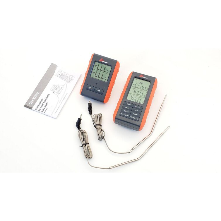 BBQ Dragon 2 Piece Wireless Meat Thermometer with Remote, 2 High  Temperature Probes