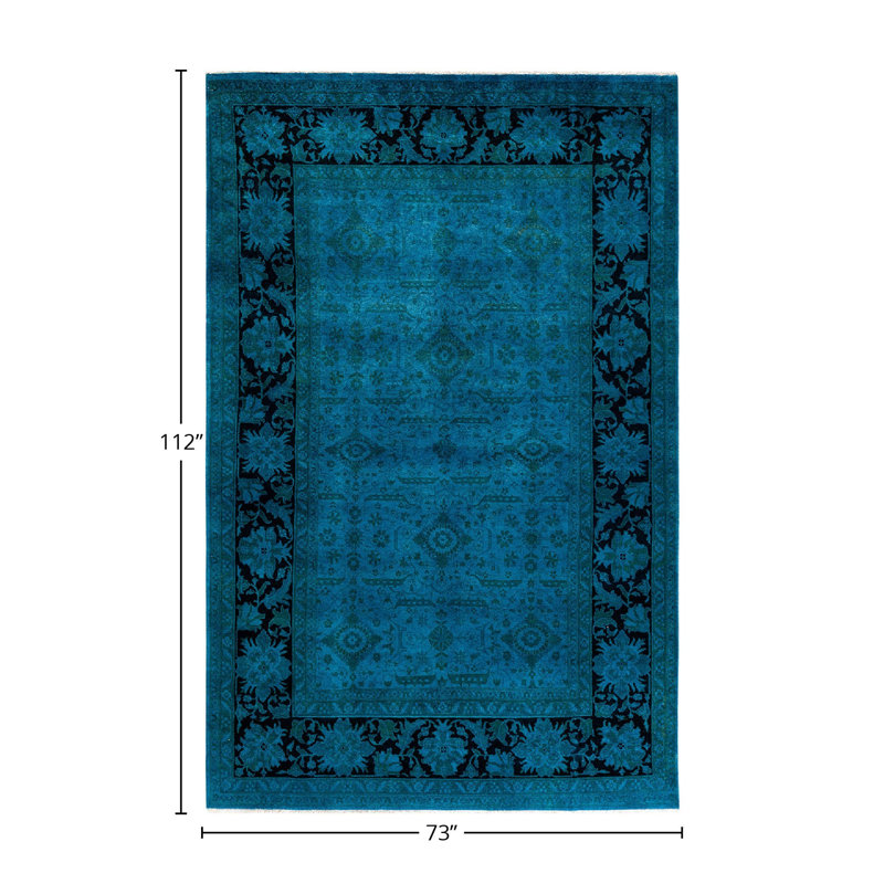 Tapis bleu nouvel âge 6 pi 1 po x 9 pi 4 po Colima