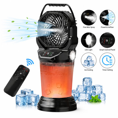 19" Portable Misting Fan,30000mAh Rechargeable Outdoor Misting Fan with 2L Water Tank,120°Auto Oscillating with Remote Camping Mister Fans for Outside Patio,Camping,Garden,Backyard