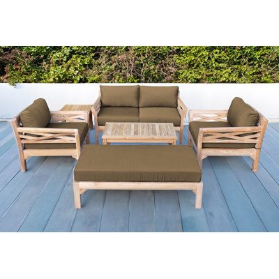 Monterey Teak 4 - Person Patio Conversation Set with Cushions