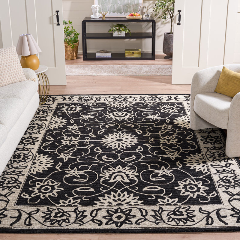 Abrakata Hand Tufted Wool Floral Rug, Rectangle 8' x 10'
