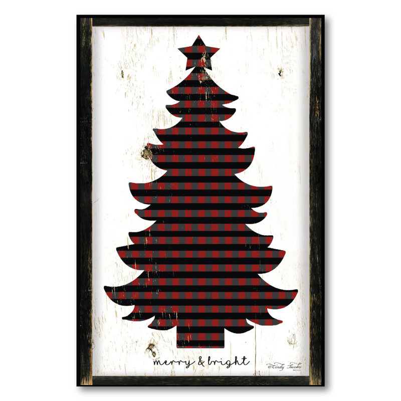 Arbre de Noël écossais joyeux et lumineux-reproduction sur toile tendue, H 24 po x l 20 po x P 1,5 po