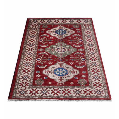 Tapis d'intérieur rectangulaire oriental noué à la main, en soie et laine rouge crème, fait à la main